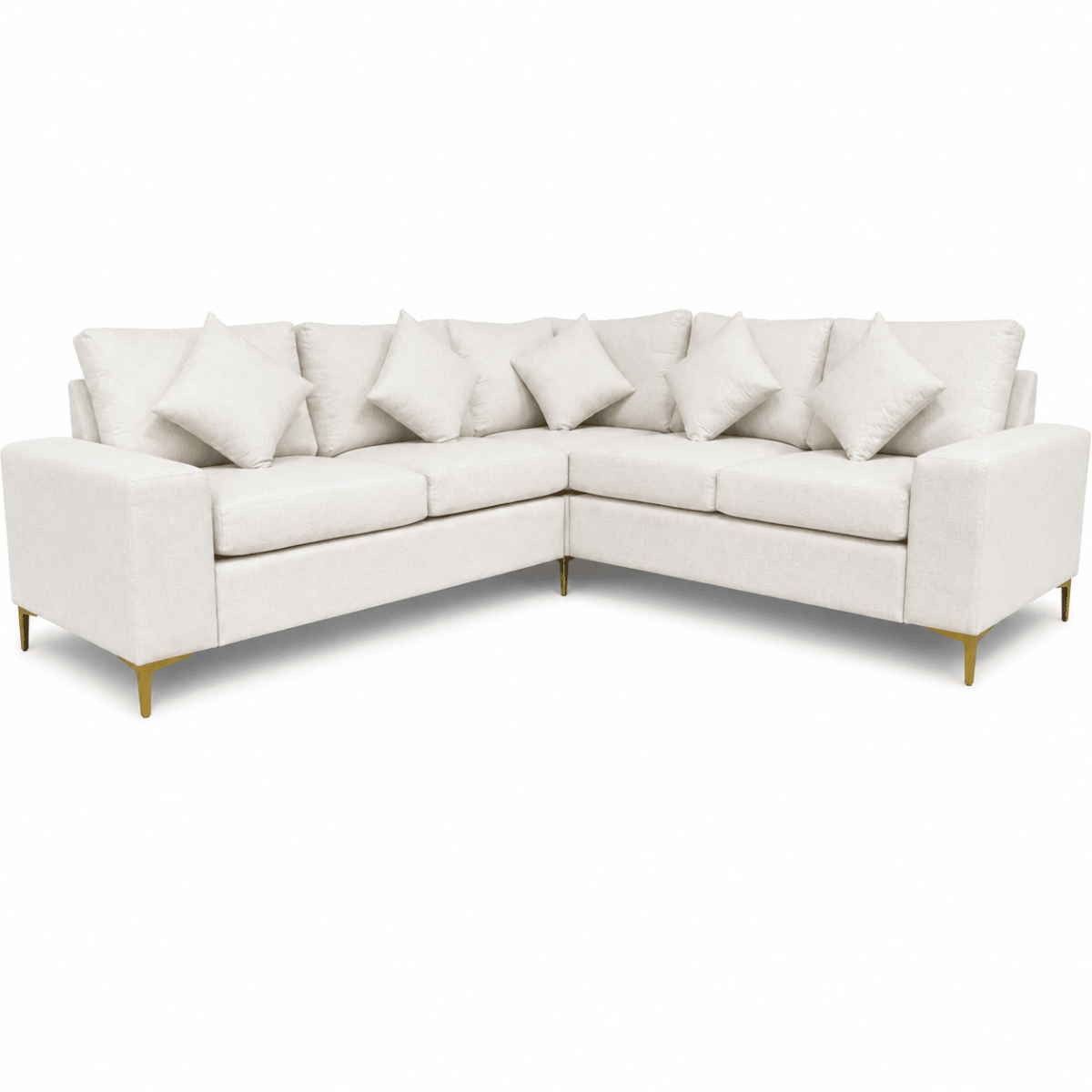 IKEA L-Shaped Corner Sectional Sofa | Ivory / Off-White with Gold-Tone Legs - Al Thahani Furniture