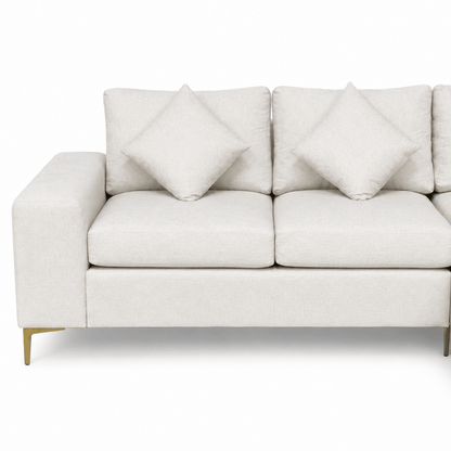 IKEA L-Shaped Corner Sectional Sofa | Ivory / Off-White with Gold-Tone Legs - Al Thahani Furniture