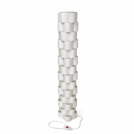 IKEA LÅGTRYCK Floor Lamp | White, Sculptural Recycled Polyester Shade, 138 cm - used 3 months - Al Thahani Furniture