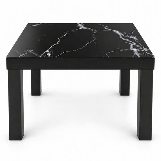 IKEA LACK Square Side Table with Black Marble-Effect Top – 55 × 55 × 45 cm - Al Thahani Furniture