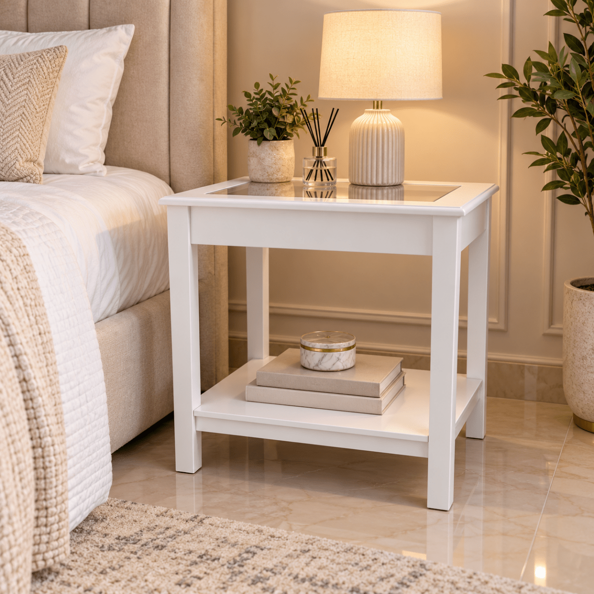 IKEA LIATORP Side Table – White &amp; Glass – 57 × 40 × 60 cm - Al Thahani Furniture