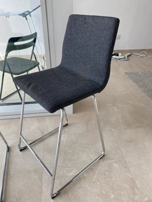 IKEA LILLÅNÄS Bar Stool | Chrome Frame & Gunnared Dark Grey Fabric - althahanifurniture