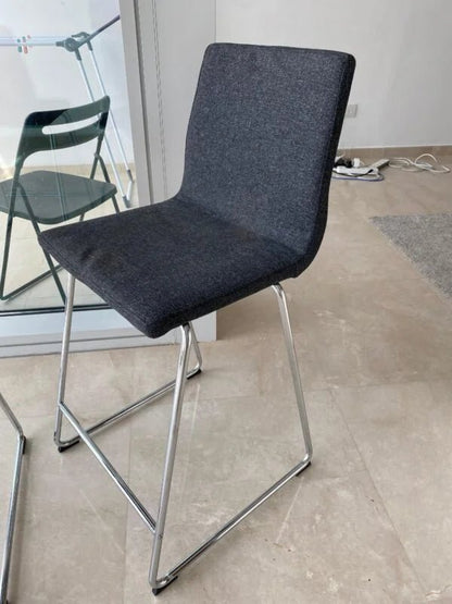 IKEA LILLÅNÄS Bar Stool | Chrome Frame & Gunnared Dark Grey Fabric - althahanifurniture
