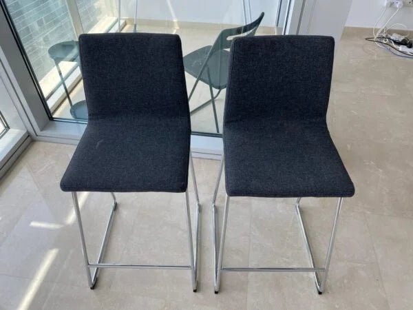 IKEA LILLÅNÄS Bar Stool | Chrome Frame & Gunnared Dark Grey Fabric - althahanifurniture
