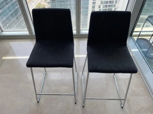 IKEA LILLÅNÄS Bar Stool | Chrome Frame & Gunnared Dark Grey Fabric - althahanifurniture