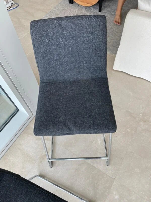 IKEA LILLÅNÄS Bar Stool | Chrome Frame & Gunnared Dark Grey Fabric - althahanifurniture