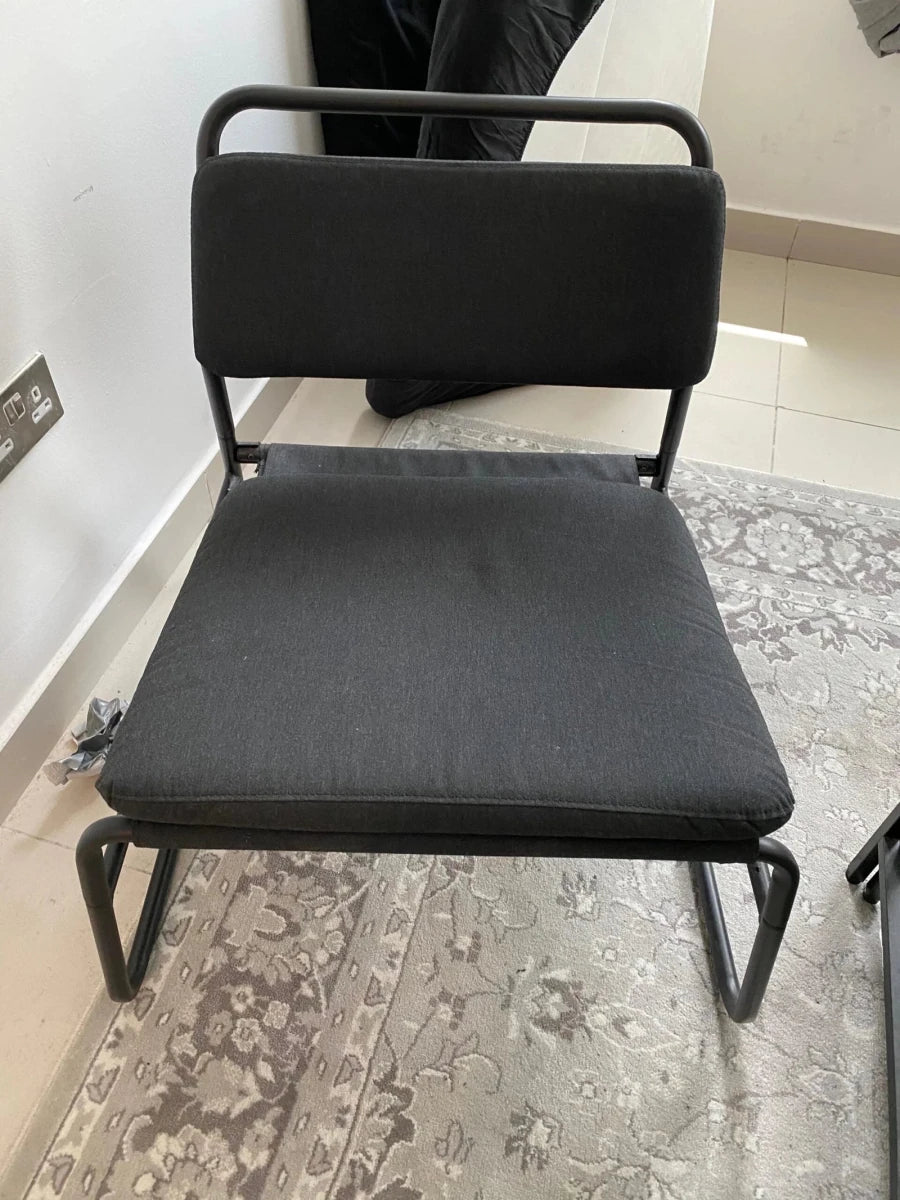 IKEA LINNEBÄCK Easy Chair | Black Fabric & Metal Frame - althahanifurniture