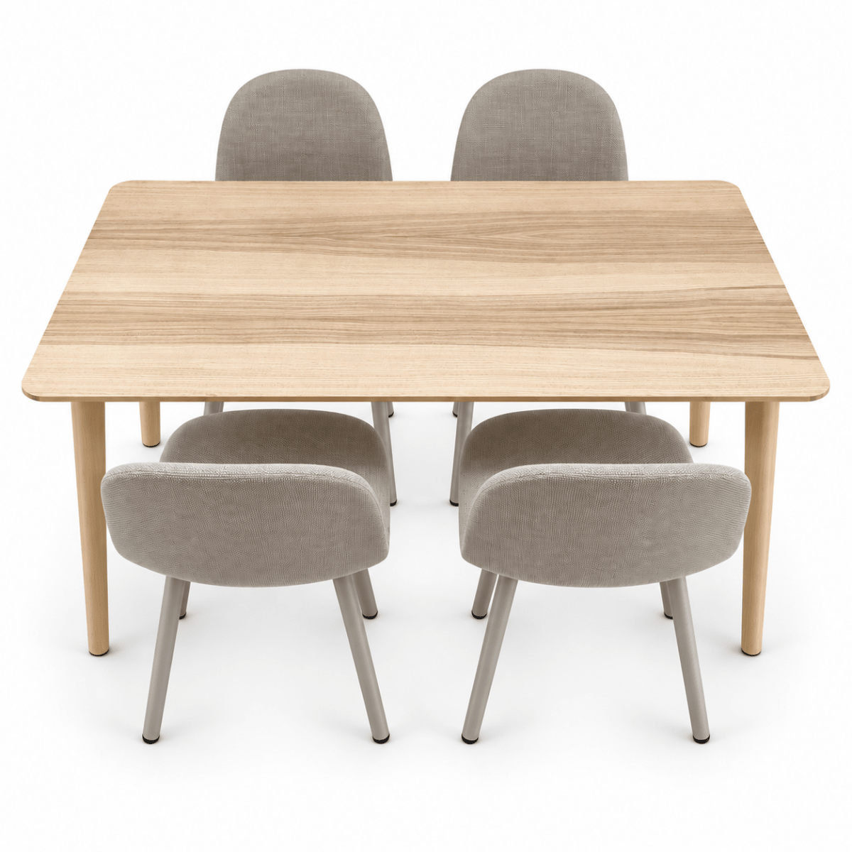 IKEA LISABO Dining Table with 4 JYSK EJSTRUP Upholstered Chairs – 140 × 78 cm – Ash & Beige - Al Thahani Furniture