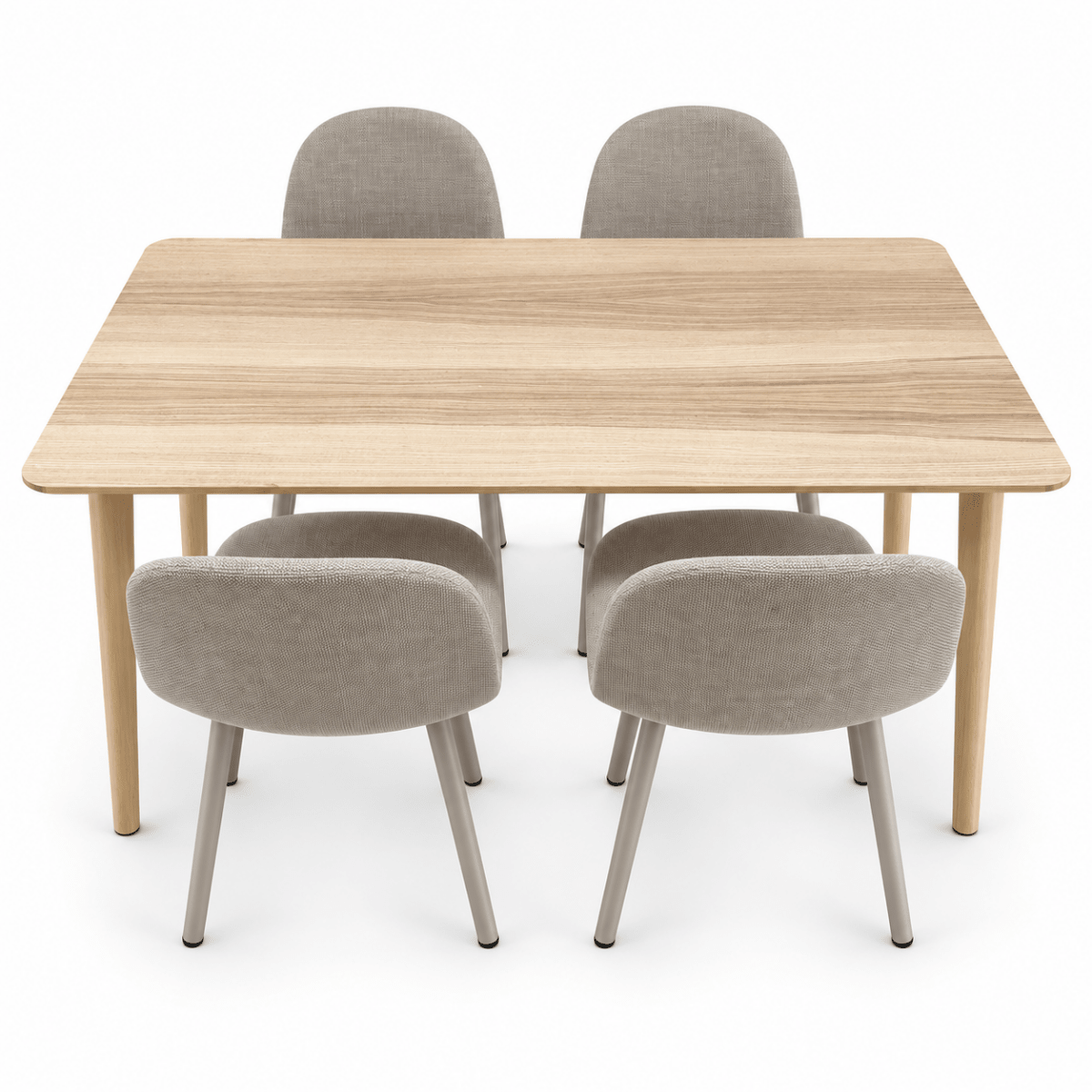 IKEA LISABO Dining Table with 4 JYSK EJSTRUP Upholstered Chairs – 140 × 78 cm – Ash & Beige - Al Thahani Furniture