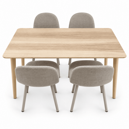 IKEA LISABO Dining Table with 4 JYSK EJSTRUP Upholstered Chairs – 140 × 78 cm – Ash & Beige - Al Thahani Furniture