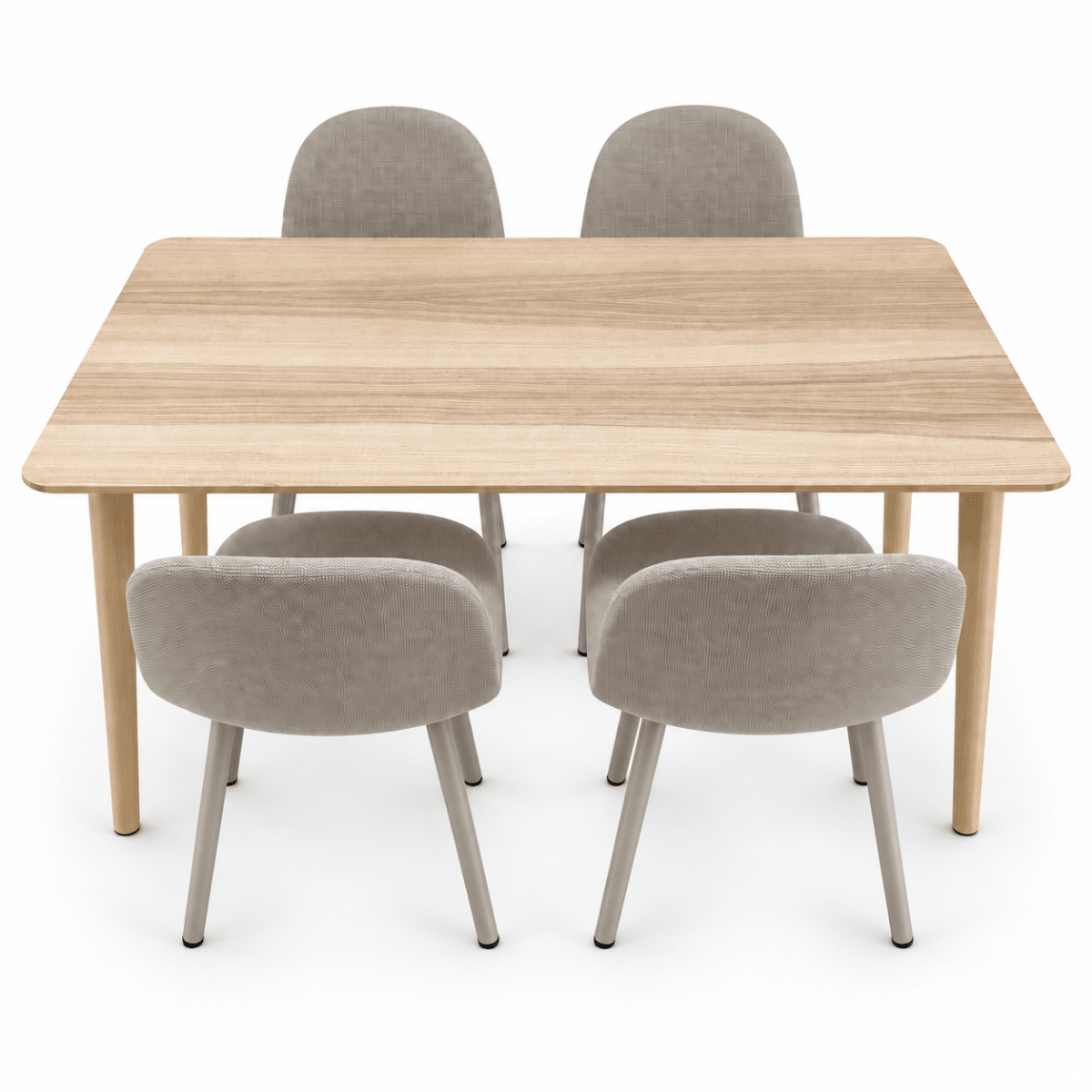 IKEA LISABO Dining Table with 4 JYSK EJSTRUP Upholstered Chairs – 140 × 78 cm – Ash & Beige - Al Thahani Furniture