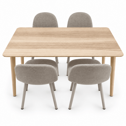 IKEA LISABO Dining Table with 4 JYSK EJSTRUP Upholstered Chairs – 140 × 78 cm – Ash & Beige - Al Thahani Furniture