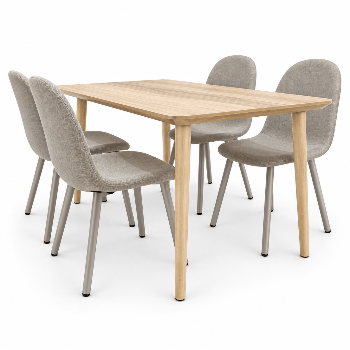 IKEA LISABO Dining Table with 4 JYSK EJSTRUP Upholstered Chairs – 140 × 78 cm – Ash & Beige - Al Thahani Furniture