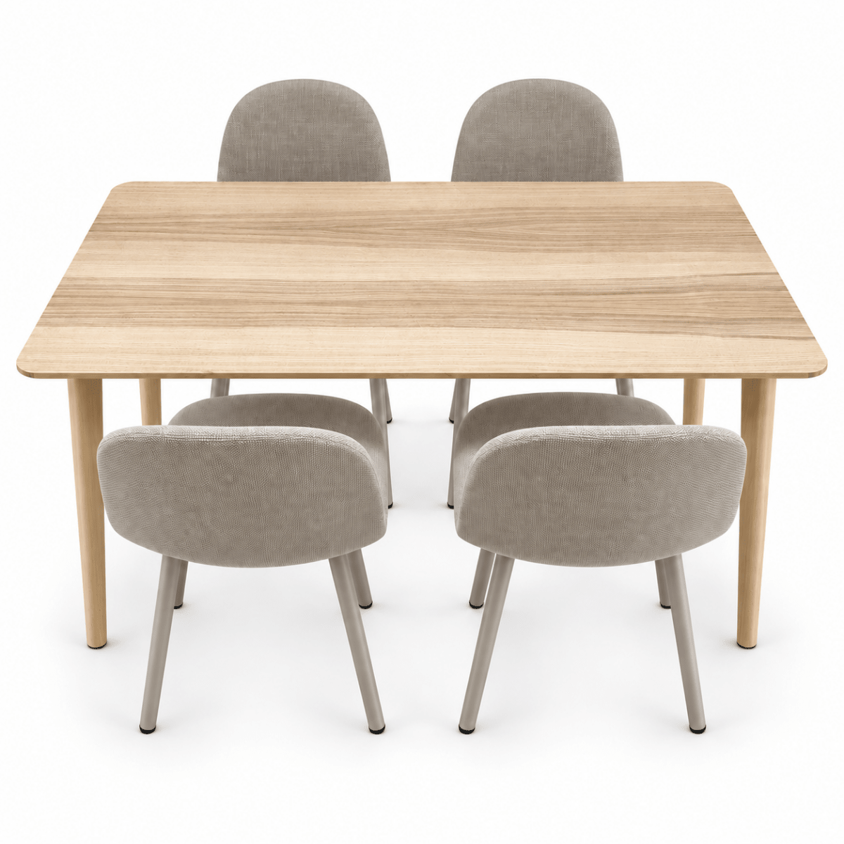 IKEA LISABO Dining Table with 4 JYSK EJSTRUP Upholstered Chairs – 140 × 78 cm – Ash & Beige - Al Thahani Furniture