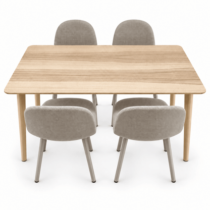 IKEA LISABO Dining Table with 4 JYSK EJSTRUP Upholstered Chairs – 140 × 78 cm – Ash & Beige - Al Thahani Furniture