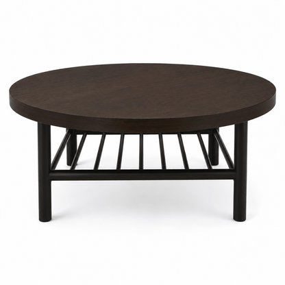 IKEA LISTERBY Coffee Table | Dark Brown Beech Veneer, 90 cm Diameter - used 5 months - Al Thahani Furniture