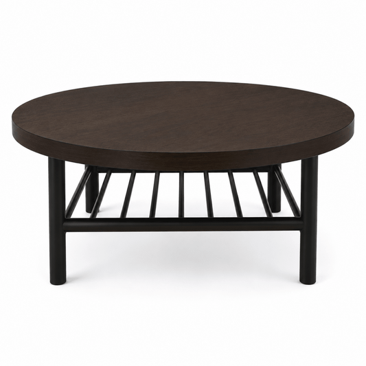 IKEA LISTERBY Coffee Table | Dark Brown Beech Veneer, 90 cm Diameter - used 5 months - Al Thahani Furniture