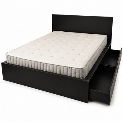 IKEA MALM Bed Frame with 2 Storage Boxes & Mattress – Black-Brown – 160 × 200 cm - Al Thahani Furniture