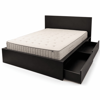 IKEA MALM Bed Frame with 2 Storage Boxes & Mattress – Black-Brown – 160 × 200 cm - Al Thahani Furniture