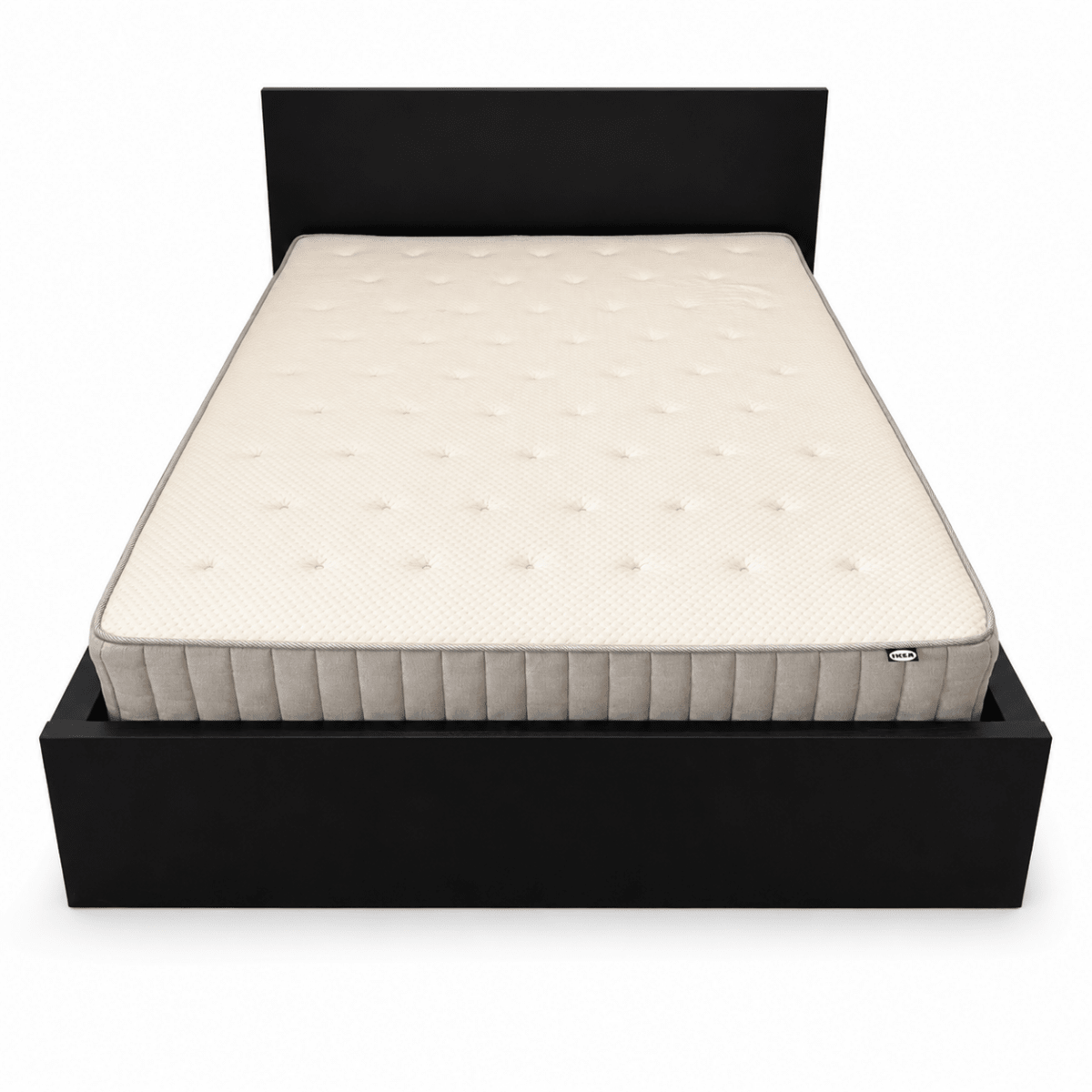IKEA MALM Bed Frame with 2 Storage Boxes & Mattress – Black-Brown – 160 × 200 cm - Al Thahani Furniture