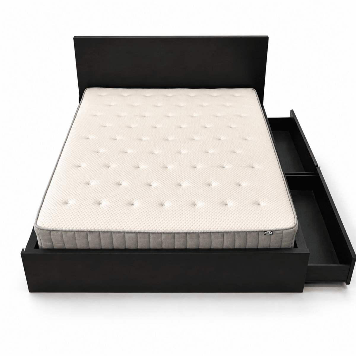 IKEA MALM Bed Frame with 2 Storage Boxes & Mattress – Black-Brown – 160 × 200 cm - Al Thahani Furniture
