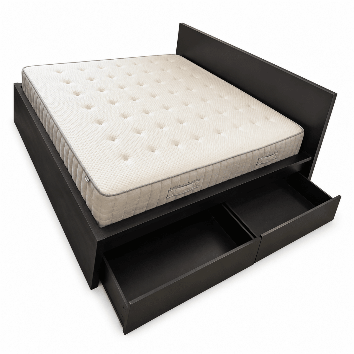 IKEA MALM Bed Frame with 2 Storage Boxes & Mattress – Black-Brown – 160 × 200 cm - Al Thahani Furniture