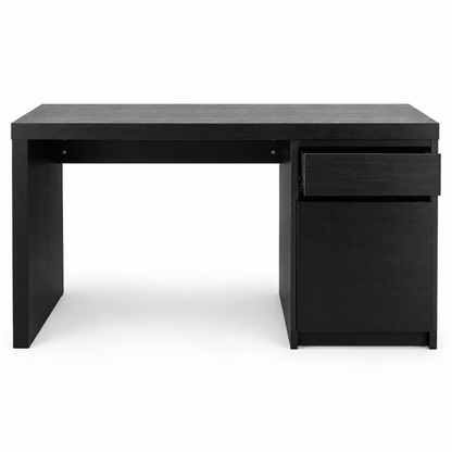 IKEA MALM Desk with Drawer & Storage Cabinet – Black-Brown – 140 × 65 cm - Al Thahani Furniture