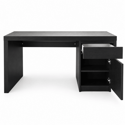 IKEA MALM Desk with Drawer & Storage Cabinet – Black-Brown – 140 × 65 cm - Al Thahani Furniture