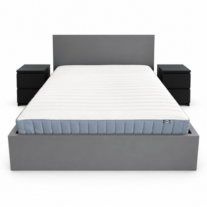 IKEA MALM Double Bed Set with Mattress & 2 Bedside Drawers – Grey/Black-Brown – 140 × 200 cm - Al Thahani Furniture