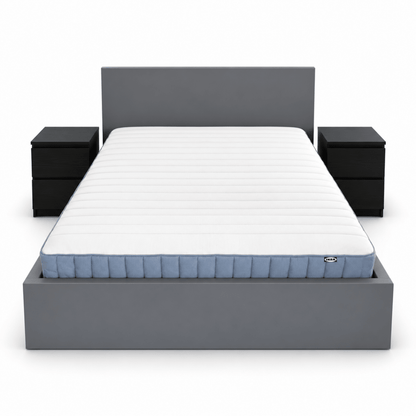 IKEA MALM Double Bed Set with Mattress & 2 Bedside Drawers – Grey/Black-Brown – 140 × 200 cm - Al Thahani Furniture