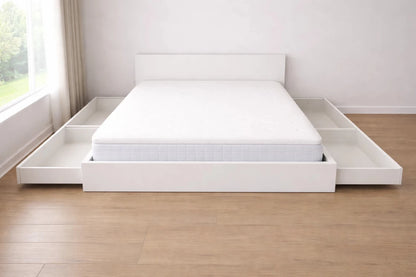 IKEA MALM King Bed with Mattress & Nightstands – 180x200 cm – 4 Under - Bed Storage Drawers - althahanifurniture