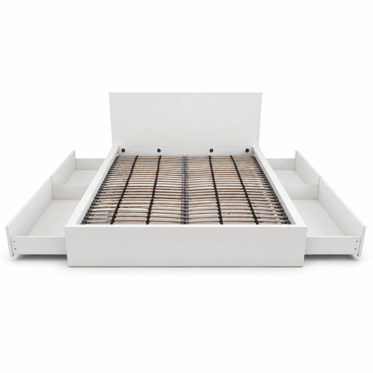 IKEA MALM Queen Bed Frame with Mattress & 4 Under-Bed Storage Boxes | White, 160x200 cm - Al Thahani Furniture