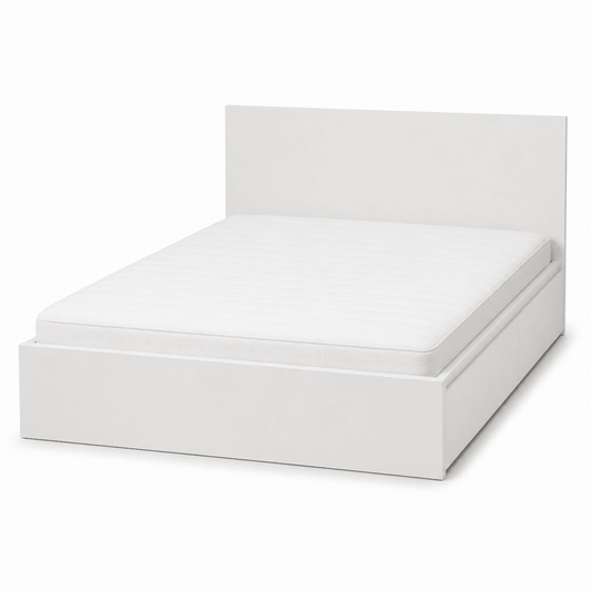 IKEA MALM Queen Bed Frame with Mattress & 4 Under-Bed Storage Boxes | White, 160x200 cm - Al Thahani Furniture