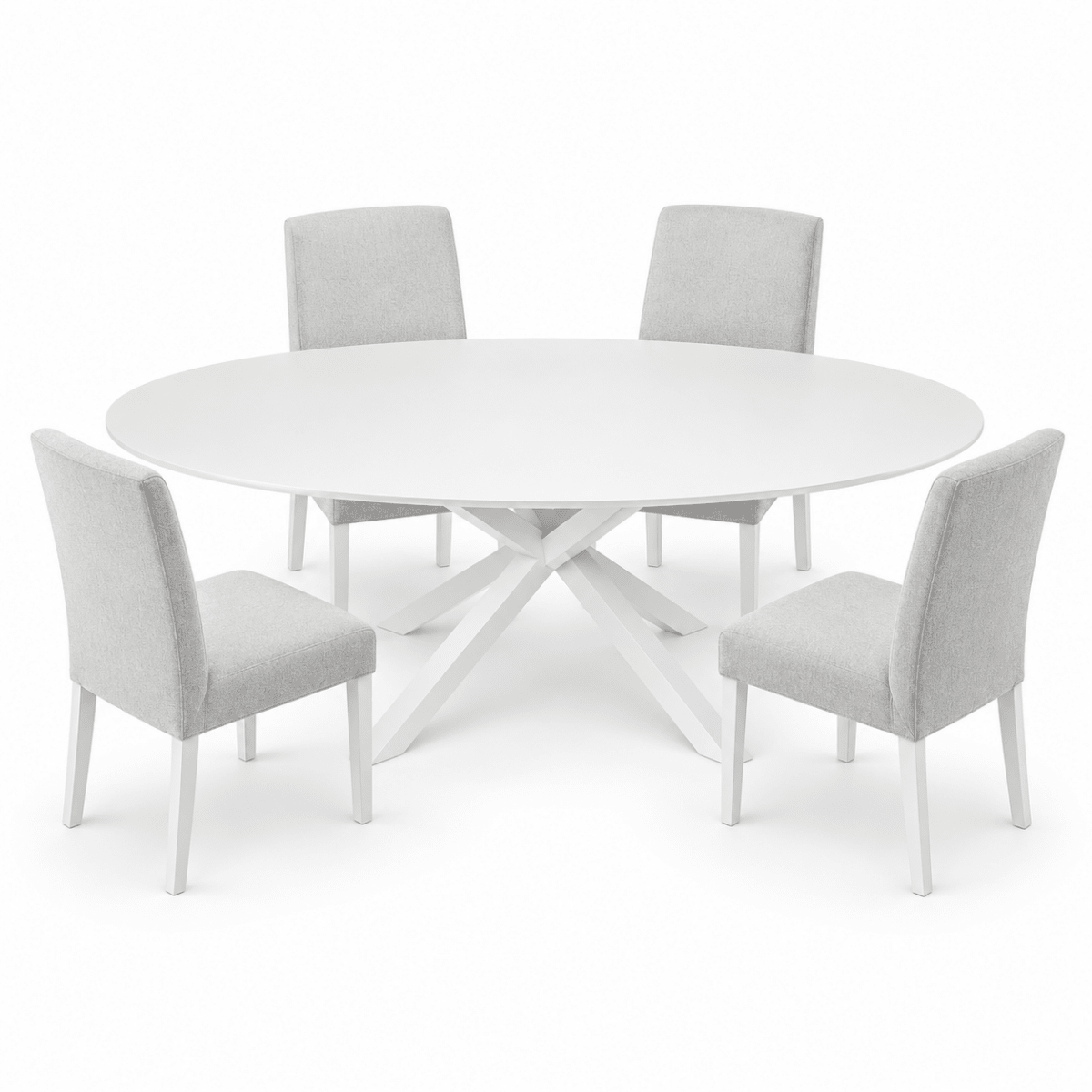 IKEA MARIEDAMM Oval Dining Table with 4 Upholstered Chairs – White – 180 × 100 cm - Al Thahani Furniture