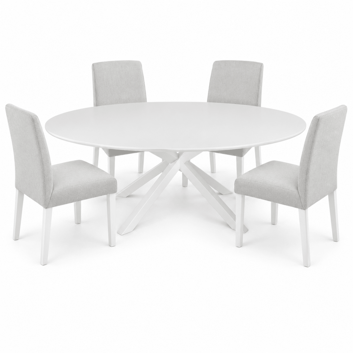 IKEA MARIEDAMM Oval Dining Table with 4 Upholstered Chairs – White – 180 × 100 cm - Al Thahani Furniture