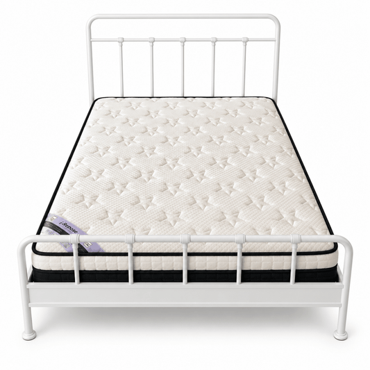 IKEA MELLGRUND Double Bed with Mattress – 140 × 200 cm – Off-White Metal - Al Thahani Furniture
