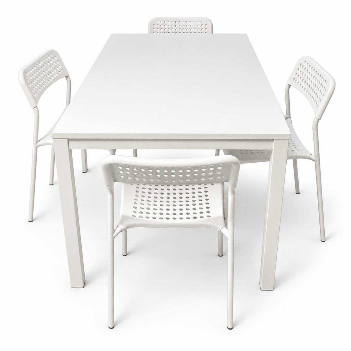 IKEA MELLTORP Dining Table with 4 ADDE Chairs – White – 125 × 75 cm - Al Thahani Furniture