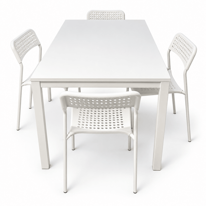 IKEA MELLTORP Dining Table with 4 ADDE Chairs – White – 125 × 75 cm - Al Thahani Furniture