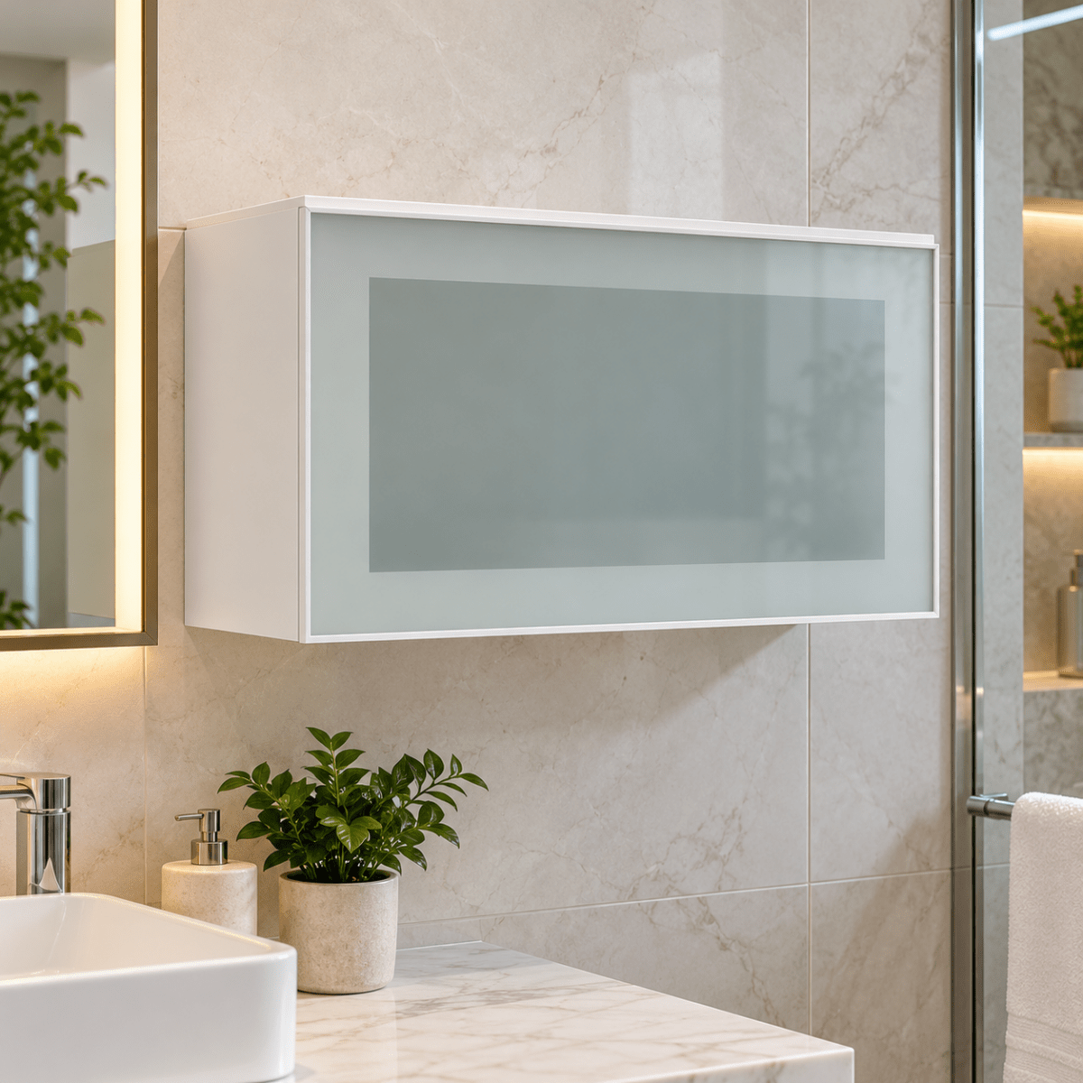 IKEA METOD Horizontal Wall Cabinet with HEJSTA Glass Door – White - Al Thahani Furniture