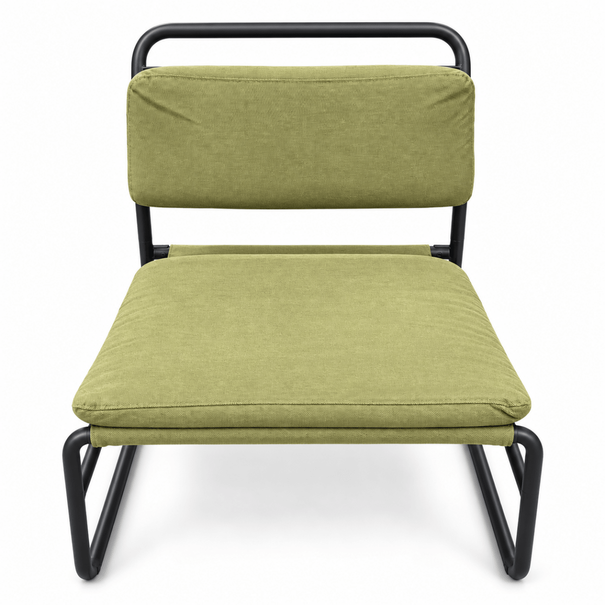 IKEA Modern Olive Green Fabric Lounge Chair with Black Tubular Metal Frame - Al Thahani Furniture