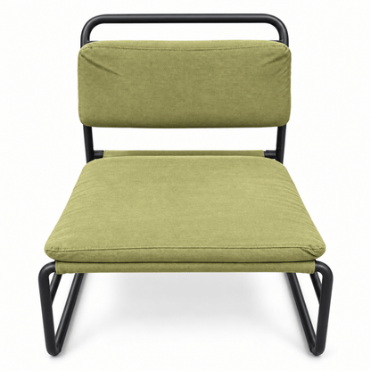 IKEA Modern Olive Green Fabric Lounge Chair with Black Tubular Metal Frame - Al Thahani Furniture