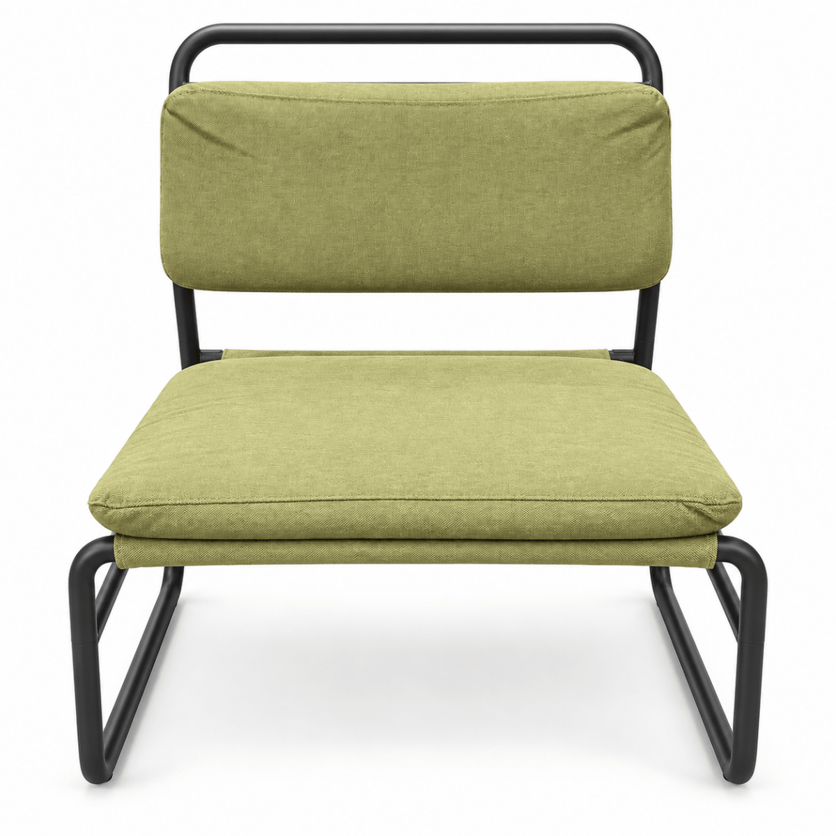 IKEA Modern Olive Green Fabric Lounge Chair with Black Tubular Metal Frame - Al Thahani Furniture