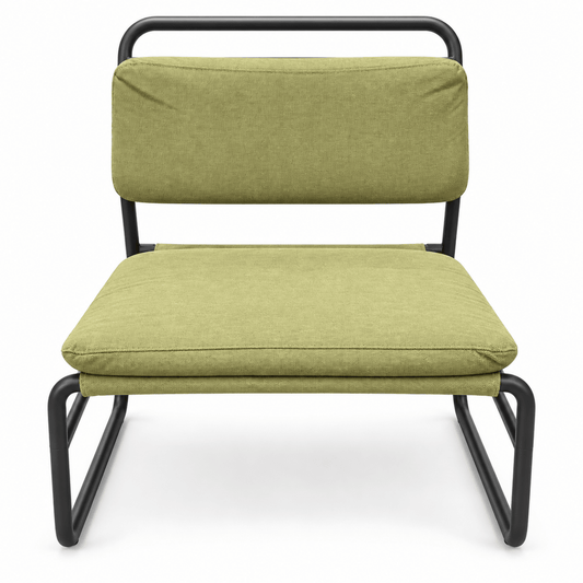 IKEA Modern Olive Green Fabric Lounge Chair with Black Tubular Metal Frame - Al Thahani Furniture