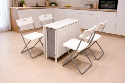 IKEA MUDDUS Drop - Leaf Table & GUNDE Folding Chairs Set – Space - Smart Dining Solution – 48/92x60x74 cm Table - althahanifurniture