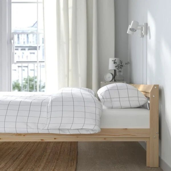 IKEA NEIDEN Queen Bed Set | Solid Pine Frame with LURÖY Slatted Base | Brand New 140×200 cm Mattress (15 cm) - althahanifurniture
