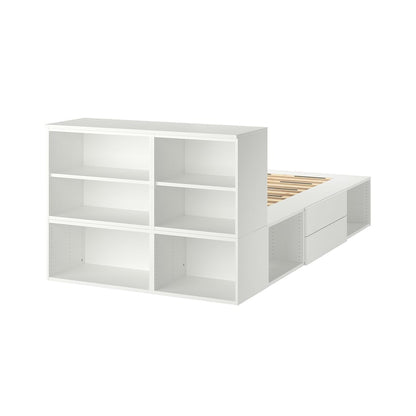 IKEA PLATSA Bed Frame with 2 Drawers – White/Fonnes, 142x244x103 cm, Modular Storage Bed - althahanifurniture