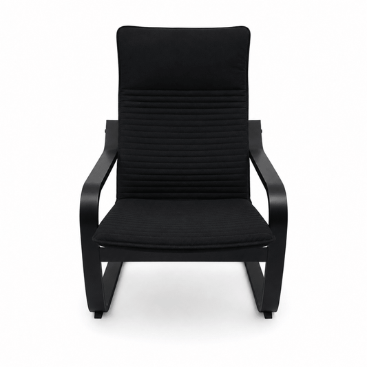 IKEA POÄNG Armchair with Knisa Black Cushion – Black-Brown – 68 × 83 × 100 cm - Al Thahani Furniture