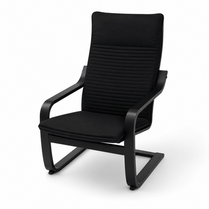 IKEA POÄNG Armchair with Knisa Black Cushion – Black-Brown – 68 × 83 × 100 cm - Al Thahani Furniture