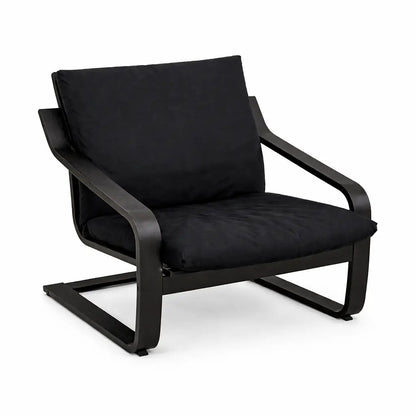 IKEA POÄNG Low - Back Armchair – Black - Brown Frame & Black Cushion – Timeless Scandinavian Comfort - althahanifurniture