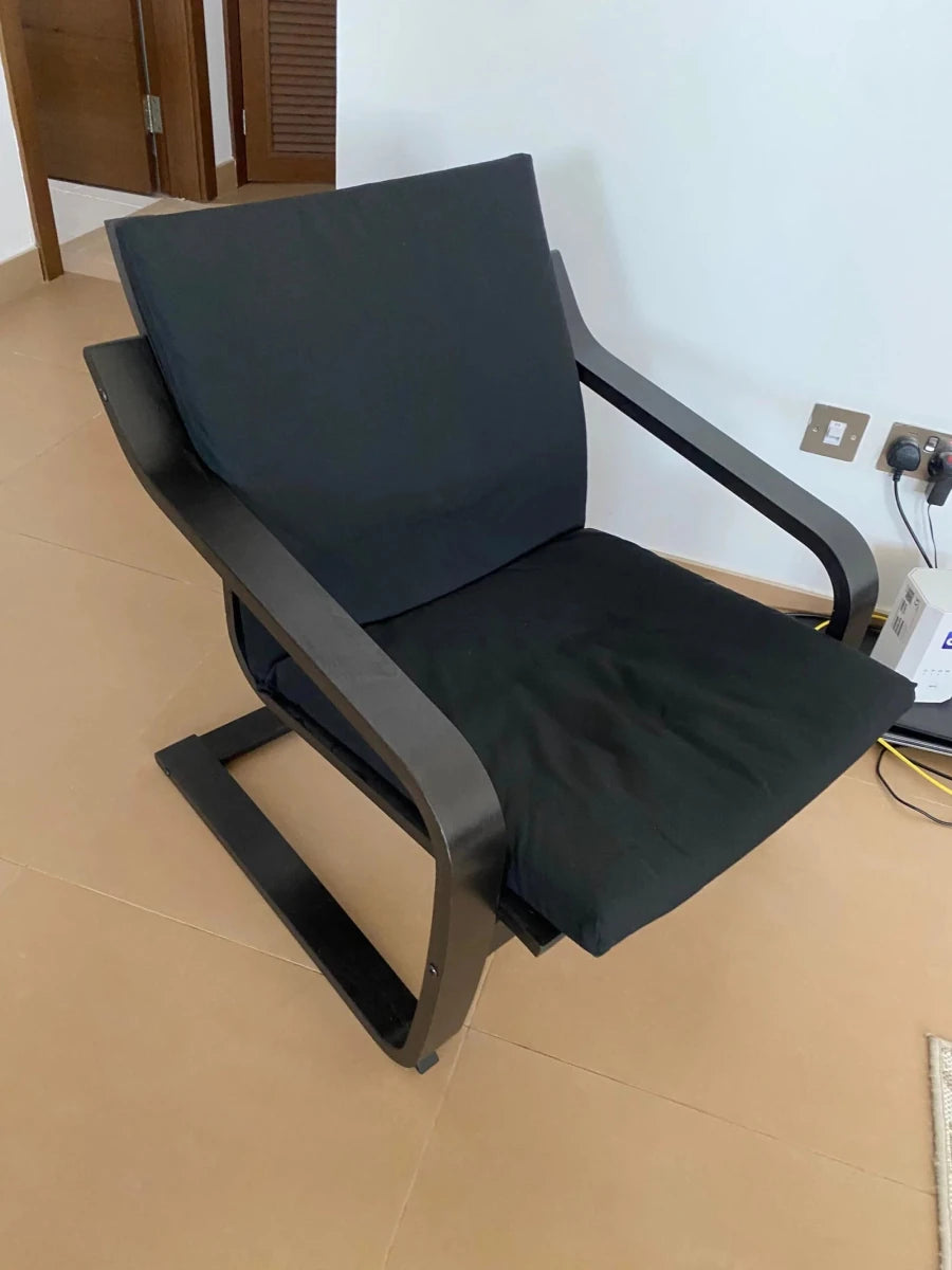 IKEA POÄNG Low - Back Armchair | Black - Brown Frame & Black Cushion - althahanifurniture
